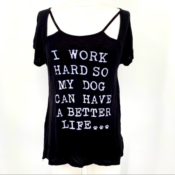 Brooke Taylor Black Cutout Tee Dog Better Life - Picture 1 of 6